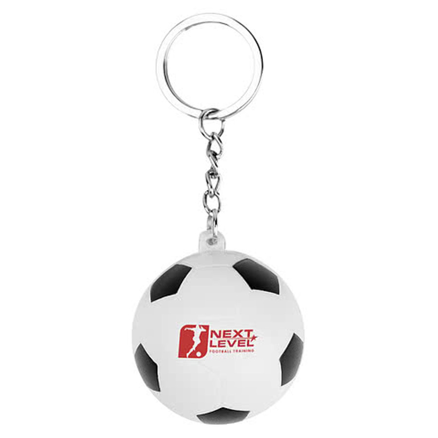 Soccer Ball Stress Reliever Keychain in BLACK WITH WHITE