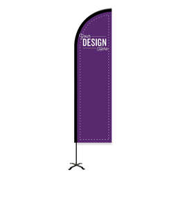 Full Color 8' Portable Feather Flag with Cross Base - Color: Team Purple
