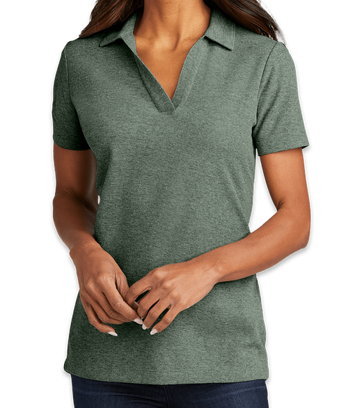 Port Authority Women's C-FREE Cotton Blend Pique Polo in Dark Green-Heather