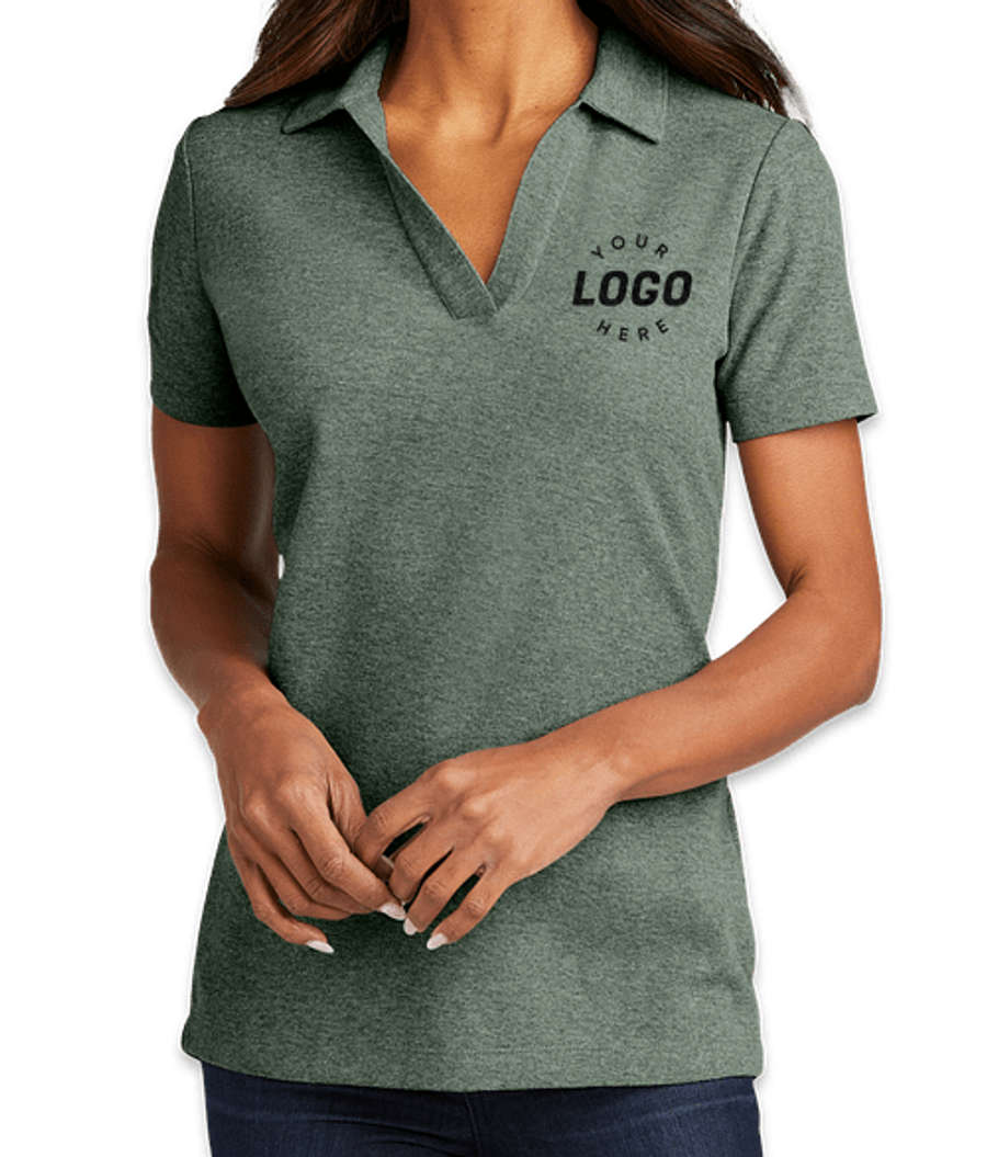 Port Authority Women's C-FREE Cotton Blend Pique Polo in Dark Green-Heather