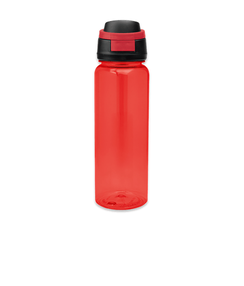 Full Color 32 oz. Pop Sip Recycled Flip Top Water Bottle in Translucent Red