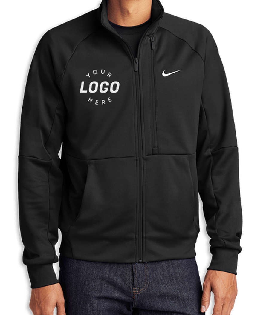 Nike Chest Swoosh Full Zip Jacket - Embroidered in Black