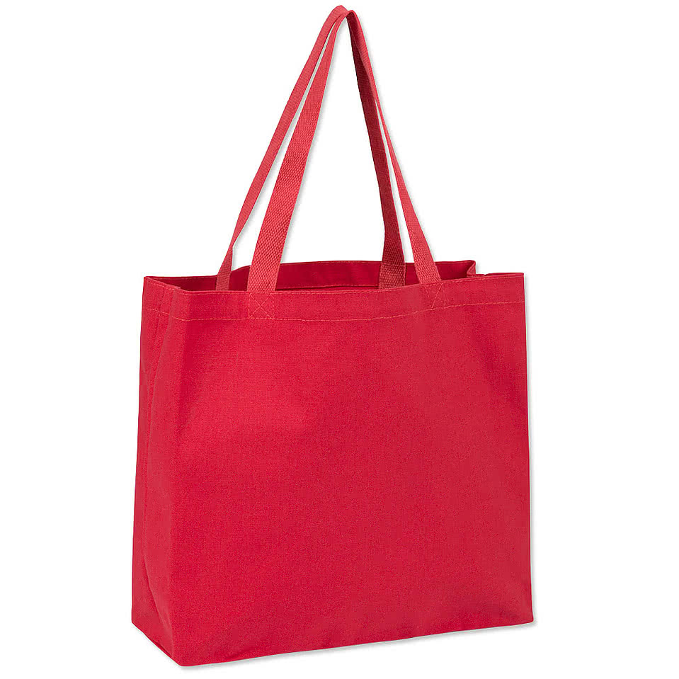 Embroidered Large Gusseted Midweight 100% Cotton Canvas Tote Bag