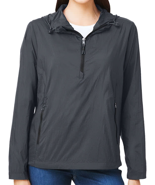 North End Women's Aura Recycled Lightweight Packable Anorak - Embroidered