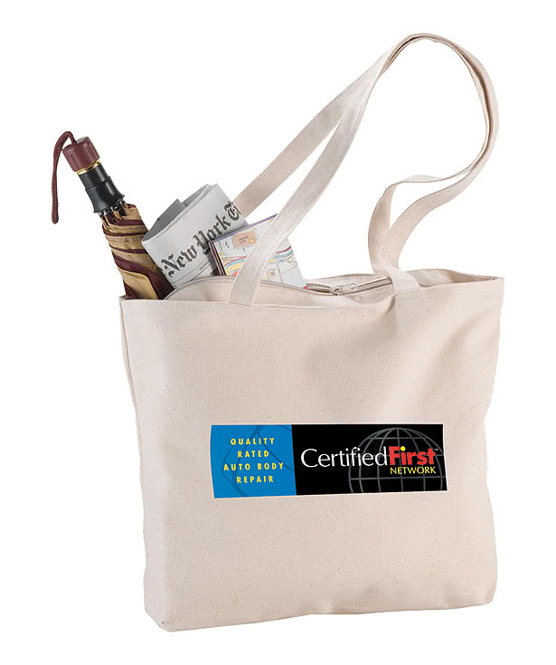 Large Cotton Canvas Zippered Shopper Tote Bag