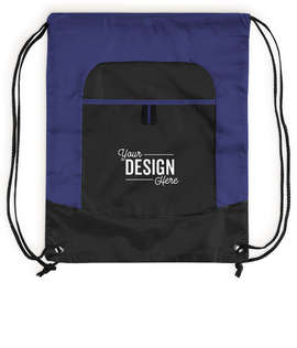 Port Authority Pocket Drawstring Bag - Color: Hyper Blue / Black
