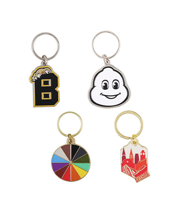 1.5" x 1.5" Die Cut Enamel Keychain