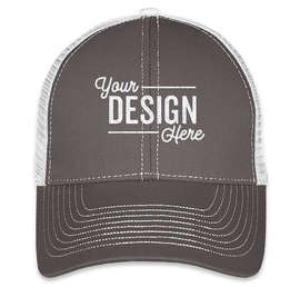 Mega Cap Contrast Stitch Trucker Hat - Color: Dark Grey / White