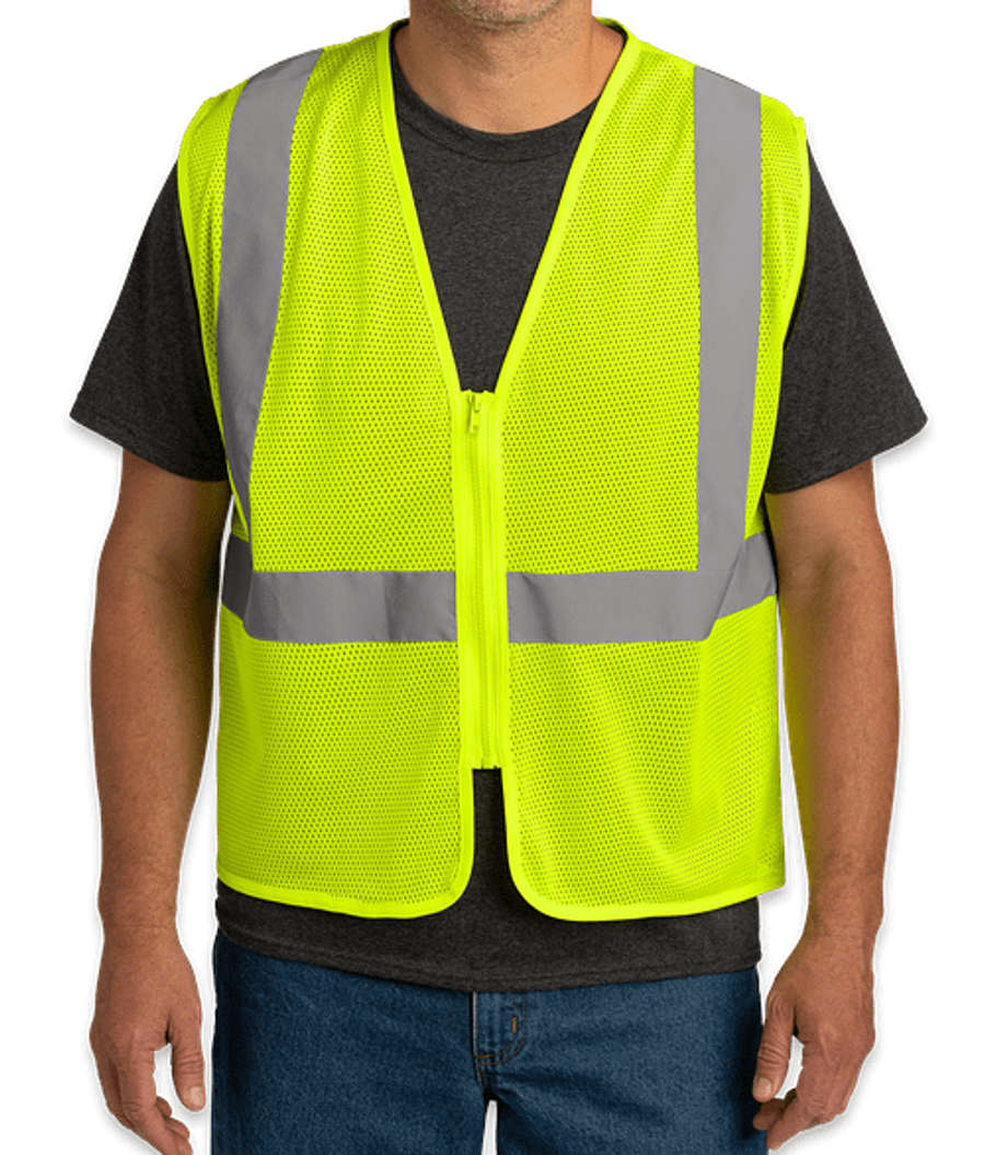 CornerStone Class 2 Economy Zippered Mesh Safety Vest in Safety Yellow