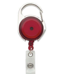 Full Color Carabiner Badge Holder - Color: Translucent Red