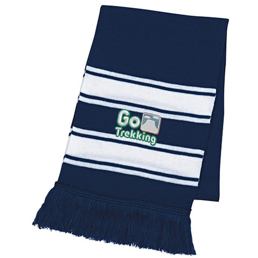 Two-Tone Knit Scarf with Fringe in Black