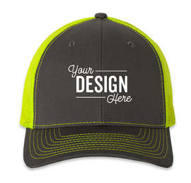 Richardson Snapback Trucker Hat - Color: Charcoal / Neon Yellow