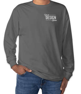 Hanes Authentic Long Sleeve T-shirt - Embroidered - Color: Smoke Gray