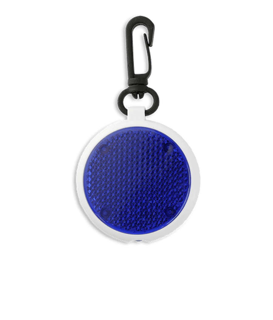 Round Reflector Light Keychain in Translucent Royal Blue