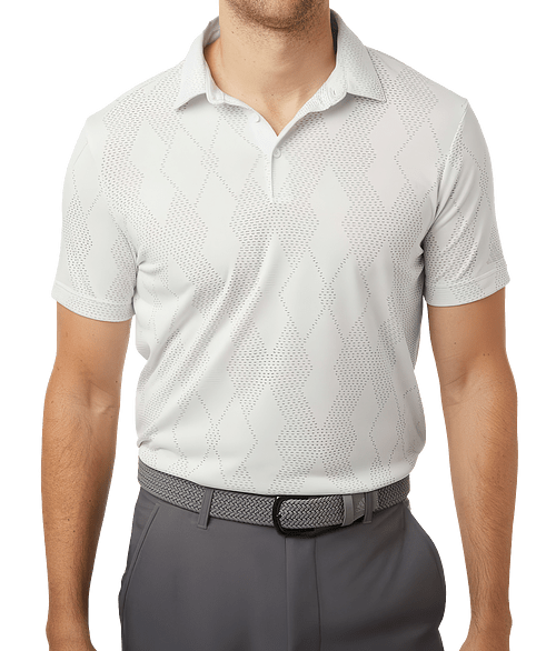 Adidas Ultimate365 Recycled Diamond Jacquard Textured Performance Polo in White