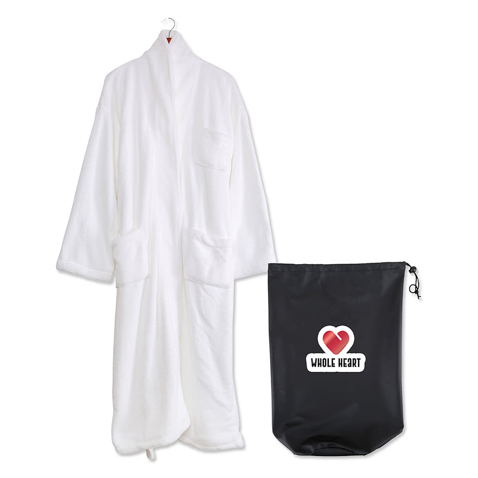 Cascade Coral Velvet Robe with Drawstring Bag