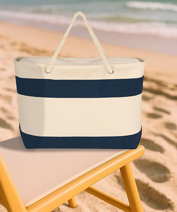Large Cruising Zippered Tote Bag with Rope Handles