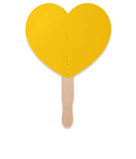 Full Color Heart Shaped Hand Fan - Color: Athletic Gold
