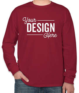 Canada - Gildan 100% Cotton Long Sleeve T-shirt - Color: Cardinal Red