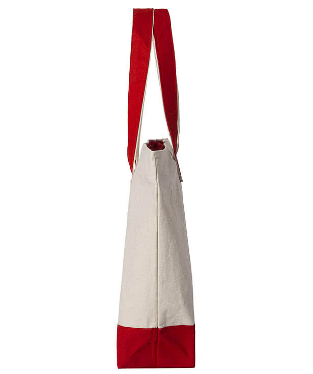 Embroidered Large Front Zipper Cotton Tote Bag