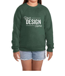 Bella + Canvas Youth Ultra Soft Crewneck Sweatshirt - Color: Heather Forest