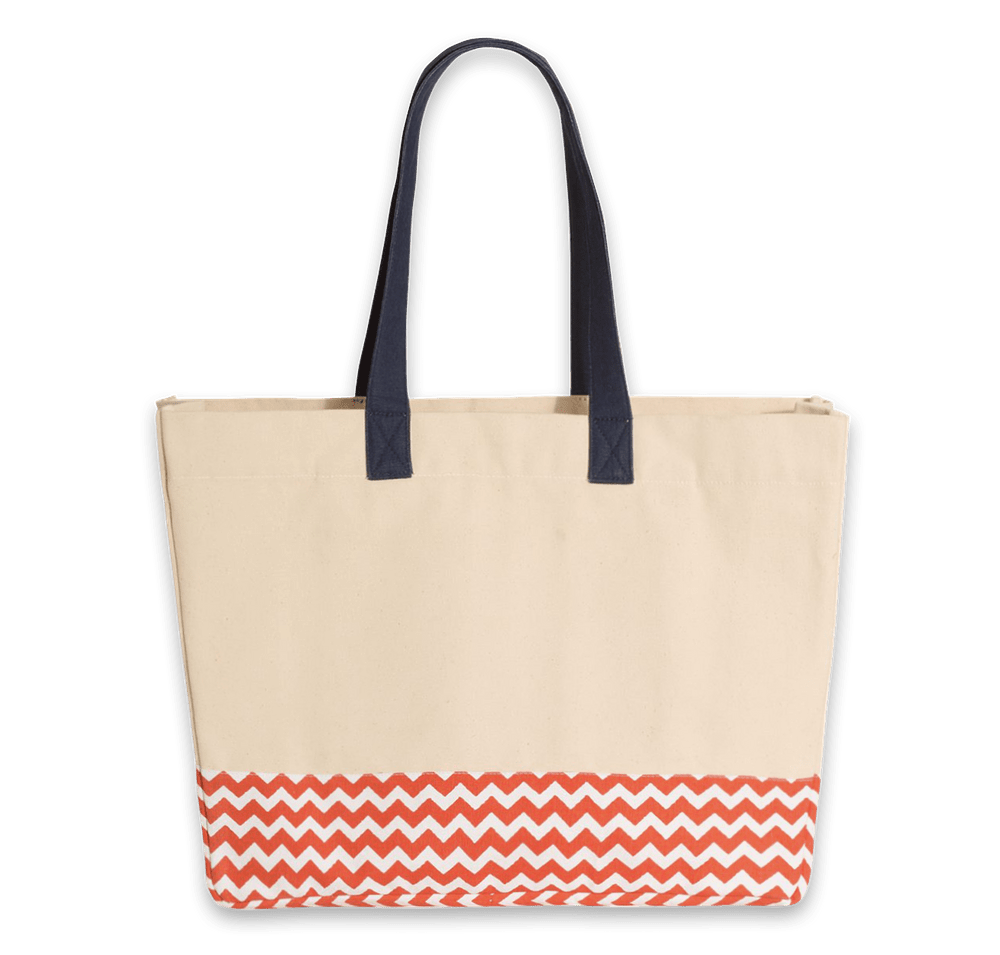 Large Gusseted Patterned Bottom Tote-default