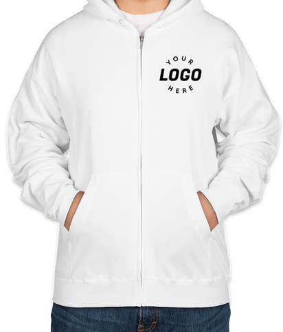 Hanes EcoSmart 50/50 Zip Hoodie - Embroidered - White