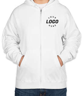 Hanes EcoSmart 50/50 Zip Hoodie - Embroidered - Color: White