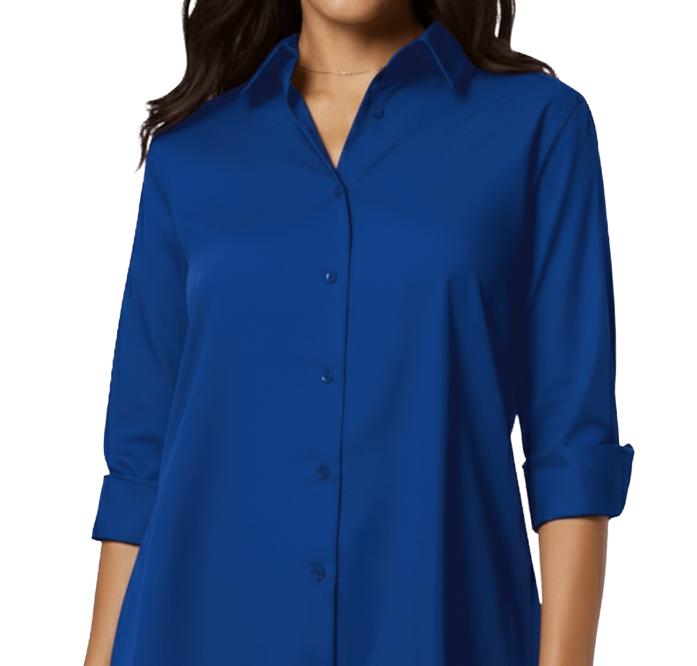 Blue Generation Women’s Studio Poplin 3/4 Sleeve Swing Shirt - Embroidered-default