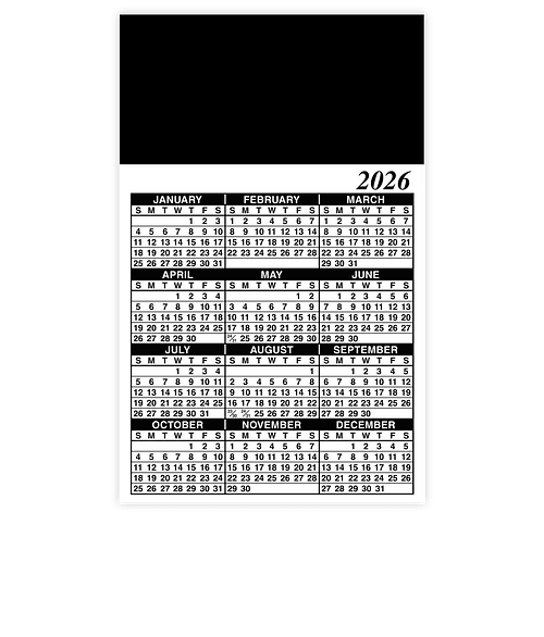Full Color Calendar Magnet - .019" in Black
