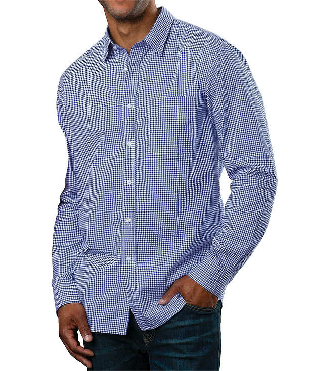 Blue Generation Untucked Gingham Long Sleeve Dress Shirt
