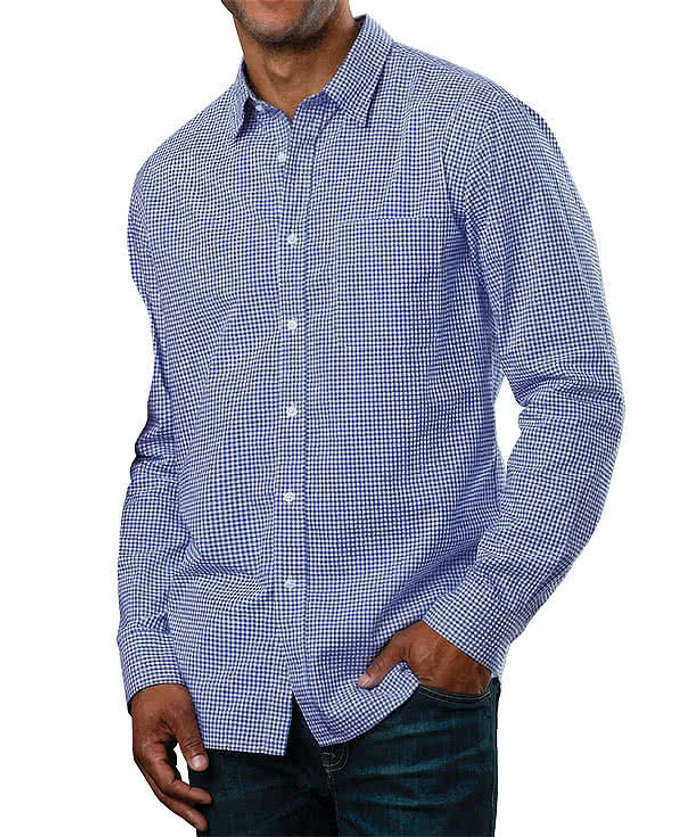 Blue Generation Untucked Gingham Long Sleeve Dress Shirt