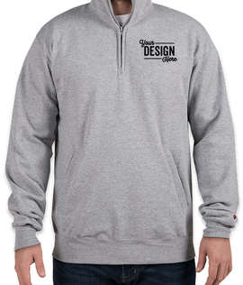 Embroidered Champion Powerblend Quarter Zip Pullover Sweatshirt - Color: Light Steel