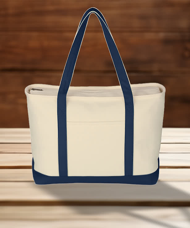 Starboard Large Cotton Canvas Zippered Tote Bag