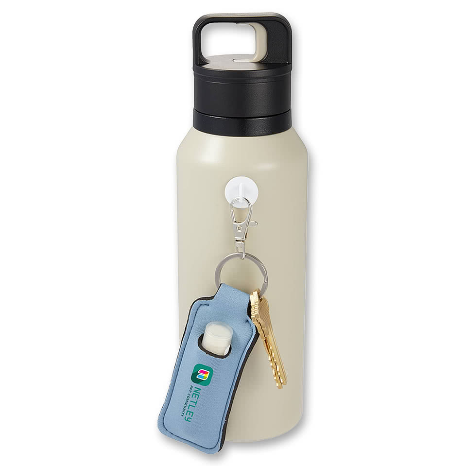 Water Bottle Charm with Neoprene Chapstick Holder