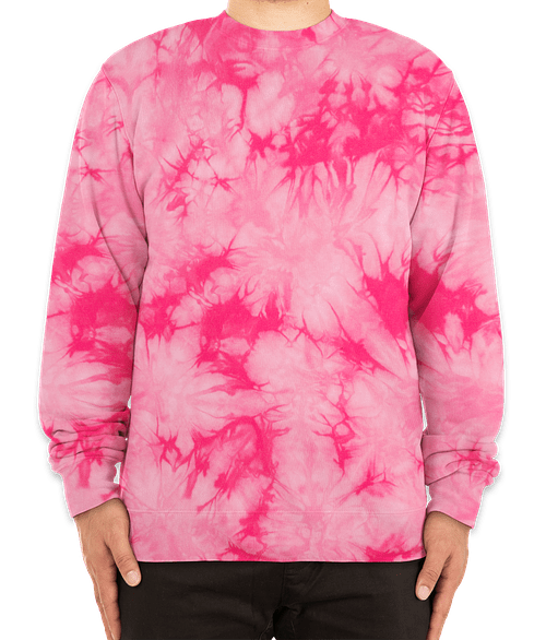 Independent Trading Midweight Tie-Dye Crewneck Sweatshirt in Tie Dye Pink