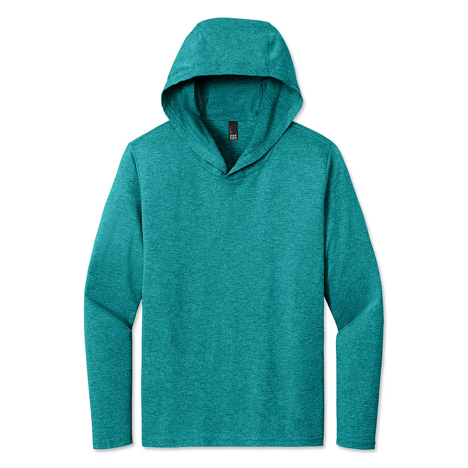 Custom District Perfect Tri-Blend Hooded Long Sleeve T-shirt