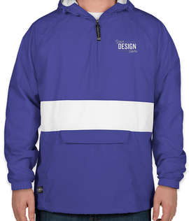 Charles River Classic Striped Hooded Packable Anorak - Color: Royal / White