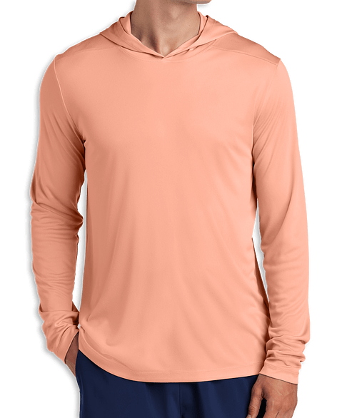Sport-Tek UPF 50 Hooded Long Sleeve Performance Shirt in Soft Coral