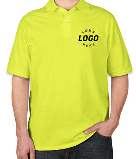 Jerzees Spotshield 50/50 Jersey Polo - Screen Printed - Color: Safety Green