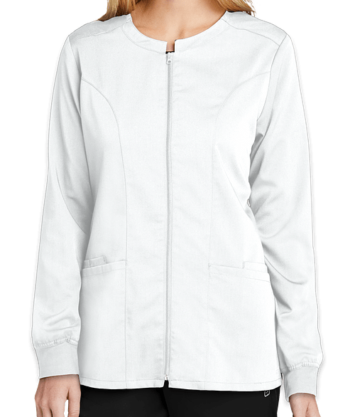 Wink Women's Premiere Flex Stretch Full-Zip Scrub Jacket in White