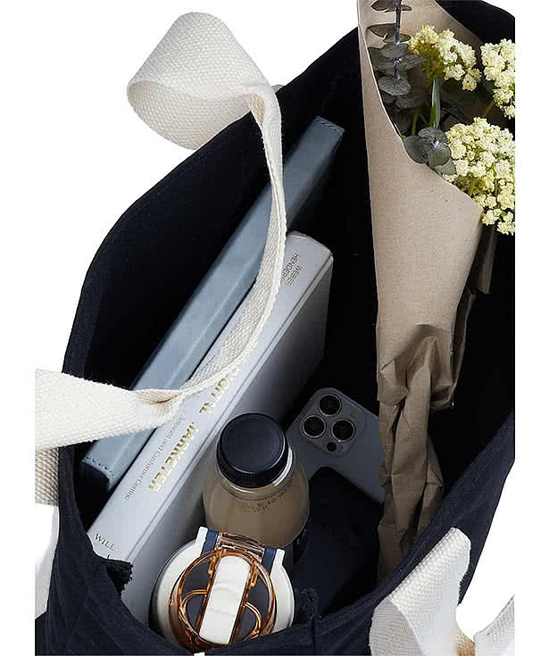 Cotton Shopper Tote Bag with Contrast Handles