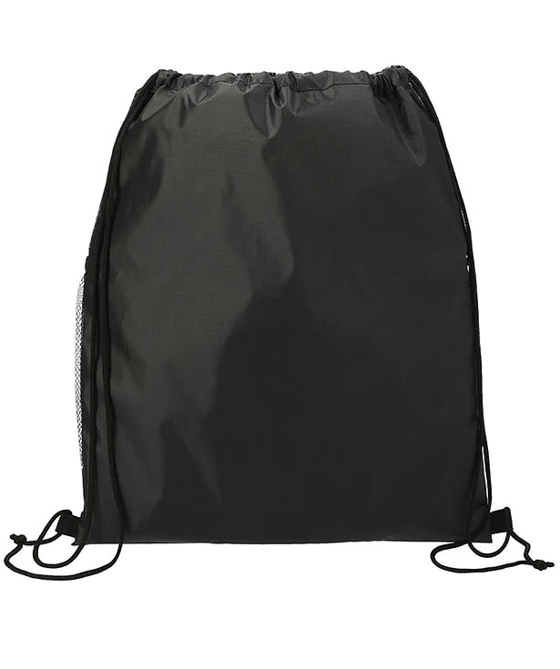 Grid Zippered Drawstring Bag