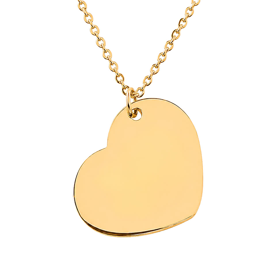 Laser Engraved Thin Chain Heart Necklace