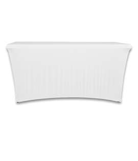 Full Color 6' Ultrafit Curve Open-Back Stretch Tablecloth - Color: White
