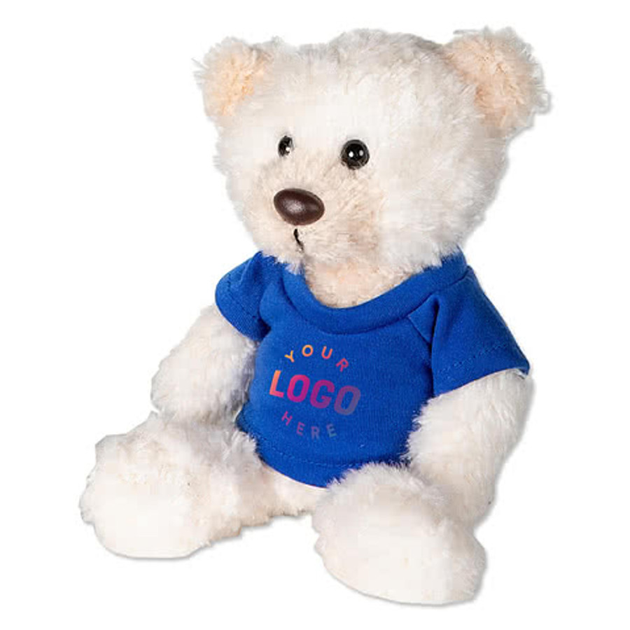 6" White Baxter Bear Plush Animal in Red