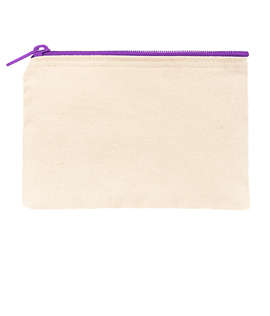 Small Natural Canvas Pouch with Colored Zipper - Color: Natural / Purple