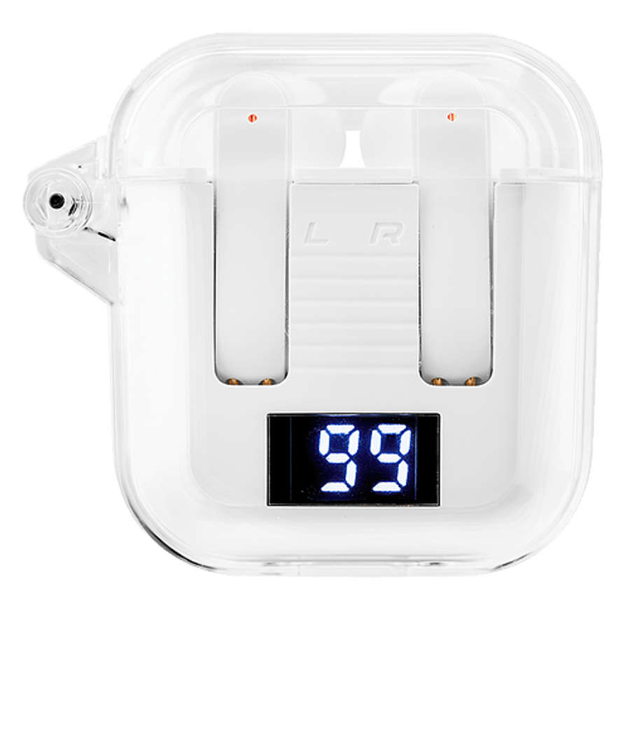 Wireless Earbuds With Digital Power Display in WHITE
