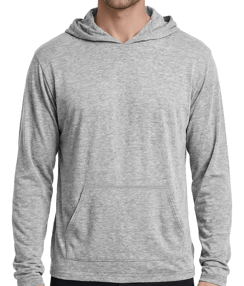 Blue Generation Tri-Blend Lightweight Pullover Hoodie in Light Grey Triblend
