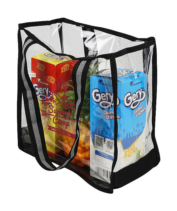 Diamond Clear Zippered Tote Bag with Canvas Trim